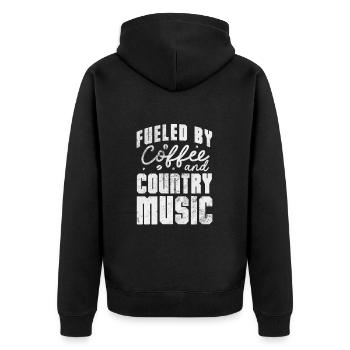 Country - Unisex Premium Organic Zip Hoodie - black - Back - Nico (187cm)