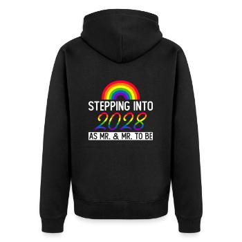 Gay Pride 2028 Mariage Mariage gay - Veste à capuche bio Premium Unisexe - noir - Dos - Nico (187cm)