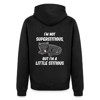 Ich Bin Nicht Abergläubisch, Aber Ich Bin Ein - Unisex Premium Bio Zip Hoodie - Schwarz - Hinten - Nico (187cm)