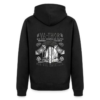 Vathor - Father's Day Father's Day Gift Viking - Unisex Premium Organic Zip Hoodie - black - Back - Nico (187cm)