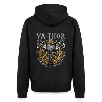 Vathor - Father's Day Father's Day Gift Viking - Unisex Premium Organic Zip Hoodie - black - Back - Nico (187cm)