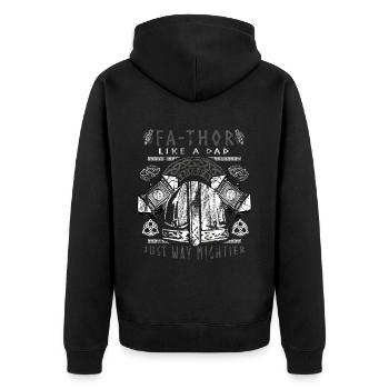 Vathor - Fête des pères Cadeau Fête des Pères Viking - Veste à capuche bio Premium Unisexe - noir - Dos - Nico (187cm)