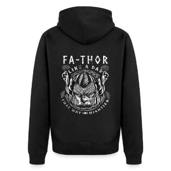 Vathor - Fête des pères Cadeau Fête des Pères Viking - Veste à capuche bio Premium Unisexe - noir - Dos - Nico (187cm)