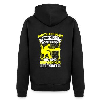 Amateur radio operators are flexible radio amateurs - Unisex Premium Organic Zip Hoodie - black - Back - Nico (187cm)