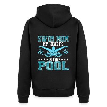 Schwimmschwimmer Mom Swim Mutter - Unisex Premium Bio Zip Hoodie - Schwarz - Hinten - Nico (187cm)