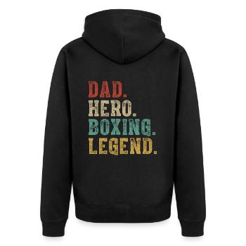 Dad Hero Boxing Legend - Unisex Premium Organic Zip Hoodie - black - Back - Nico (187cm)