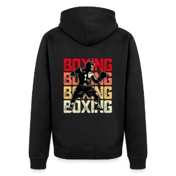 Boxing - Unisex Premium Organic Zip Hoodie - black - Back - Nico (187cm)