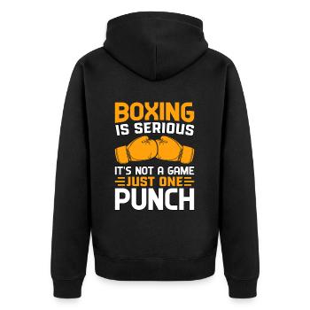 Boxing is serious it's not a Game just one punch - Unisex Premium Organic Zip Hoodie - black - Back - Nico (187cm)