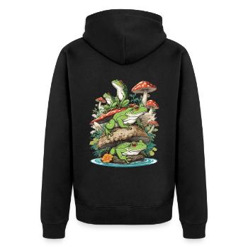 Frosch Streetwear Aesthetic Vintage Design - Unisex Premium Bio Zip Hoodie - Schwarz - Hinten - Nico (187cm)
