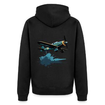 Modellflugzeug Pilot Flugzeug Hobby Design - Unisex Premium Bio Zip Hoodie - Schwarz - Hinten - Nico (187cm)