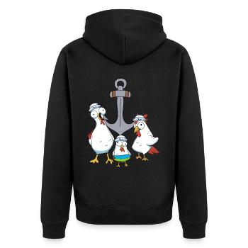 Sailors Chickens Sailors Anchor Ahoy Maritime - Unisex Premium Organic Zip Hoodie - black - Back - Nico (187cm)