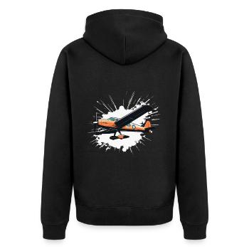 Modellflugzeug Pilot Flugzeug Hobby Flieger - Unisex Premium Bio Zip Hoodie - Schwarz - Hinten - Nico (187cm)