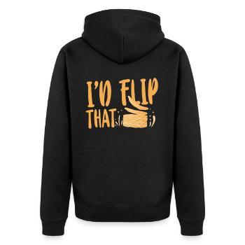 Pancake Lover Kids Pun I'd Flip - Unisex Premium Organic Zip Hoodie - black - Back - Nico (187cm)