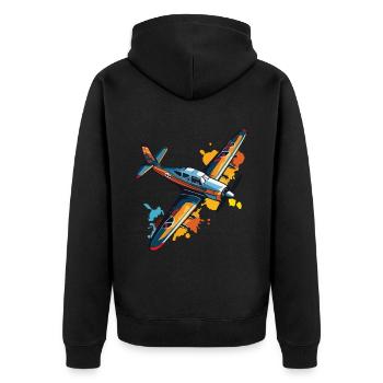 Modellflugzeug Pilot Flugzeug Hobby Design - Unisex Premium Bio Zip Hoodie - Schwarz - Hinten - Nico (187cm)