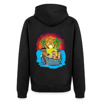 Expédition dans les mers du Sud, Voyage, Aventure, Cacahuètes, Ahoy - Veste à capuche bio Premium Unisexe - noir - Dos - Nico (187cm)