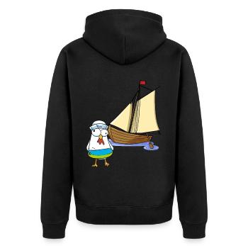 Hühner Matrosen Boot Meer See Segelboot Ahoi Kind - Unisex Premium Bio Zip Hoodie - Schwarz - Hinten - Nico (187cm)
