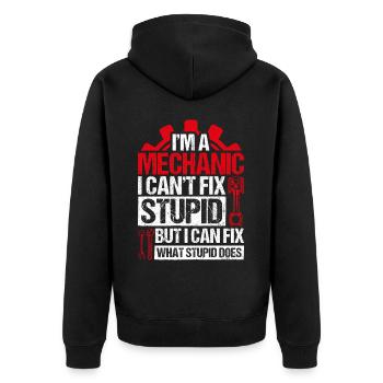Ich bin ein Mechaniker, ich kann dummes Tuning nic - Unisex Premium Bio Zip Hoodie - Schwarz - Hinten - Nico (187cm)