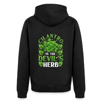 Coriander Day Coriander Hater Coriander - Unisex Premium Organic Zip Hoodie - black - Back - Nico (187cm)