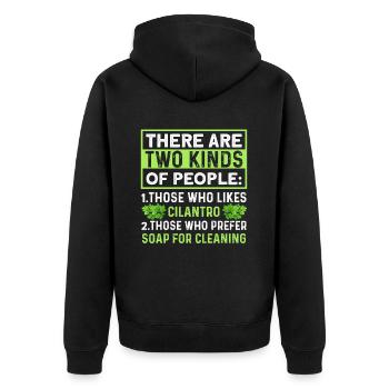 Coriander Day Coriander Hater Coriander - Unisex Premium Organic Zip Hoodie - black - Back - Nico (187cm)