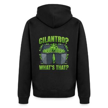 Coriander Day Coriander Hater Coriander - Unisex Premium Organic Zip Hoodie - black - Back - Nico (187cm)