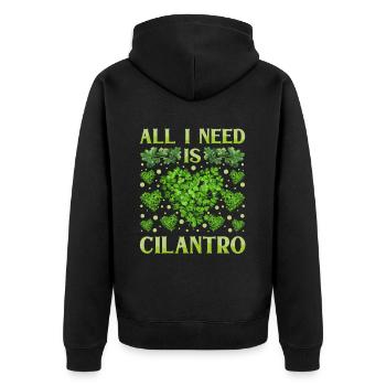 Coriander Day Coriander Hater Coriander - Unisex Premium Organic Zip Hoodie - black - Back - Nico (187cm)