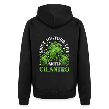 Coriander Day Coriander Hater Coriander - Unisex Premium Organic Zip Hoodie - black - Back - Nico (187cm)