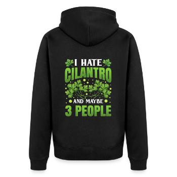 Coriander Day Coriander Hater Coriander - Unisex Premium Organic Zip Hoodie - black - Back - Nico (187cm)