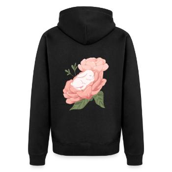 Lapin, Printemps, Floral, Lapin de Pâques, Pâques - Veste à capuche bio Premium Unisexe - noir - Dos - Nico (187cm)