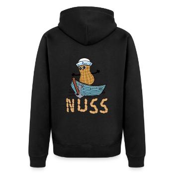 Erdnuss Seemann Deutschland Boot Nuss Matrose Ahoi - Unisex Premium Bio Zip Hoodie - Schwarz - Hinten - Nico (187cm)