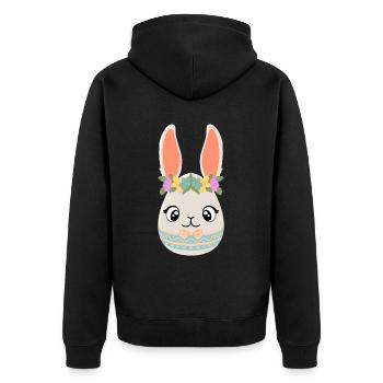 Lapin, Printemps, Oeuf De Pâques, Lapin De Pâques, Pâques - Veste à capuche bio Premium Unisexe - noir - Dos - Nico (187cm)