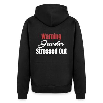 Warning Jeweler Stressed Diamonds - Unisex Premium Organic Zip Hoodie - black - Back - Nico (187cm)