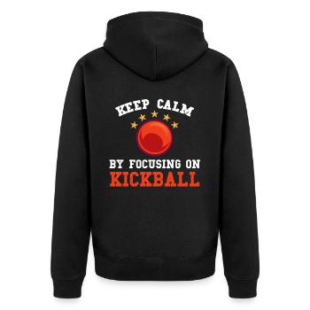 Stay calm by focusing on the - Unisex Premium Organic Zip Hoodie - black - Back - Nico (187cm)