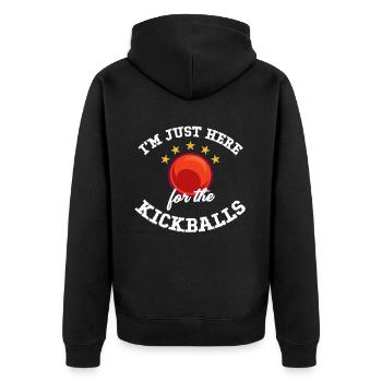 I'm just here for the - Unisex Premium Organic Zip Hoodie - black - Back - Nico (187cm)