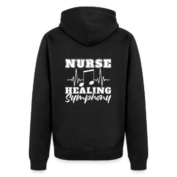 Krankenschwester Musik EKG - Unisex Premium Bio Zip Hoodie - Schwarz - Hinten - Nico (187cm)