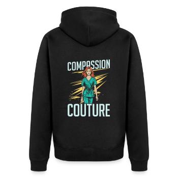 Krankenschwester Mode - Unisex Premium Bio Zip Hoodie - Schwarz - Hinten - Nico (187cm)