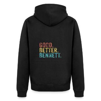 Good better Bennett - Unisex Premium Organic Zip Hoodie - black - Back - Nico (187cm)