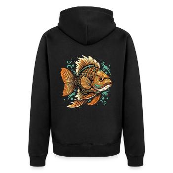 Mandala Cichlid Aquarium Fish Lover Breeder - Unisex Premium Bio Zip Hoodie - Schwarz - Hinten - Nico (187cm)