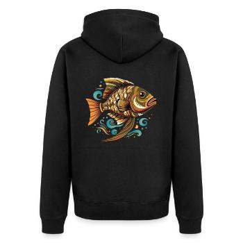 Retro Mandala African Cichlid Fish Keeper - Unisex Premium Bio Zip Hoodie - Schwarz - Hinten - Nico (187cm)