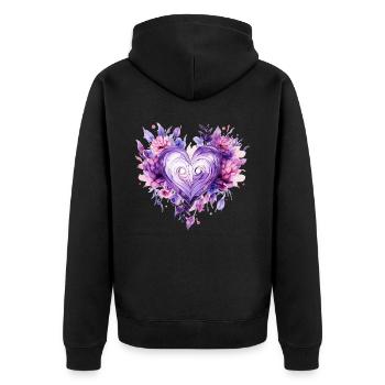 Floral Heart Dementia And Alzheimer's Support - Unisex Premium Bio Zip Hoodie - Schwarz - Hinten - Nico (187cm)