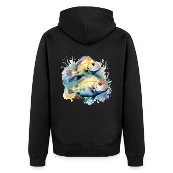 Watercolor Cichlid Breeder Aquarium Keeper Fish Lo - Unisex Premium Bio Zip Hoodie - Schwarz - Hinten - Nico (187cm)