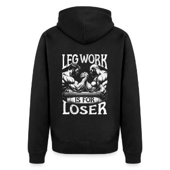 Armdrücken Armwrestling - Unisex Premium Bio Zip Hoodie - Schwarz - Hinten - Nico (187cm)