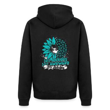 Trouble anxieux 50 % Anxieux 50 % Maladroit 100 % Génial - Veste à capuche bio Premium Unisexe - noir - Dos - Nico (187cm)