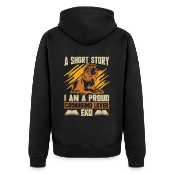 Coonhound Lover A Short Story I Am Animal Lover - Unisex Premium Bio Zip Hoodie - Schwarz - Hinten - Nico (187cm)