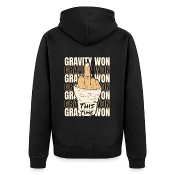Gravity Won gebrochener Arm Bein gebrochener Knochen Chirurg - Unisex Premium Bio Zip Hoodie - Schwarz - Hinten - Nico (187cm)