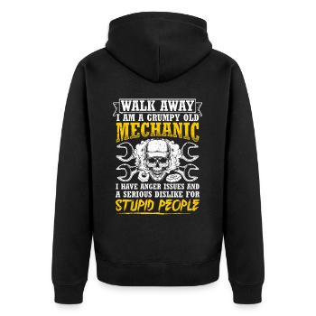 Walk Away I Am A Grumpy Old Mechanic Tuner Tuning - Unisex Premium Organic Zip Hoodie - black - Back - Nico (187cm)