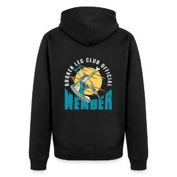 Broken Leg Club Official Member Broken Bone Bone - Unisex Premium Organic Zip Hoodie - black - Back - Nico (187cm)