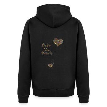 Liebe im Bauch - Unisex Premium Bio Zip Hoodie - Schwarz - Hinten - Nico (187cm)
