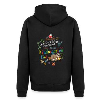 Aus Der Weg Hier Kommt Ein Kindergartenkind - Unisex Premium Bio Zip Hoodie - Schwarz - Hinten - Nico (187cm)