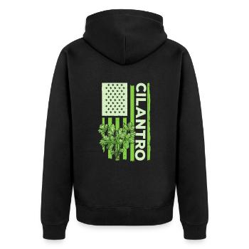 Coriander Day Coriander Hater Coriander - Unisex Premium Organic Zip Hoodie - black - Back - Nico (187cm)