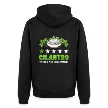 Coriander Day Coriander Hater Coriander - Unisex Premium Organic Zip Hoodie - black - Back - Nico (187cm)